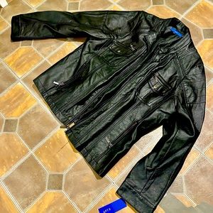New Ana Leather Like Bomber Jacket - Black - Size 2XL